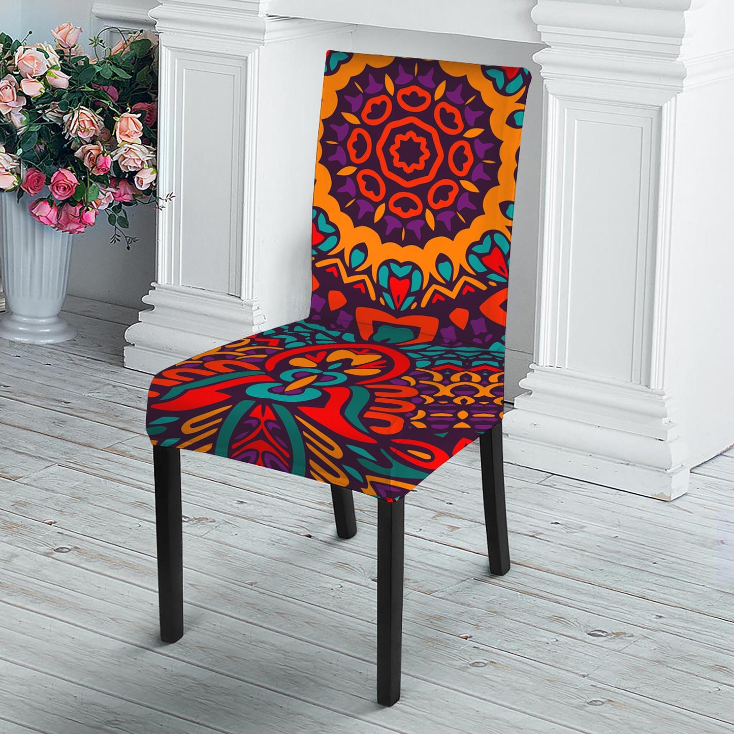 Bohemian Native Mandala Pattern Print Dining Chair Slipcover