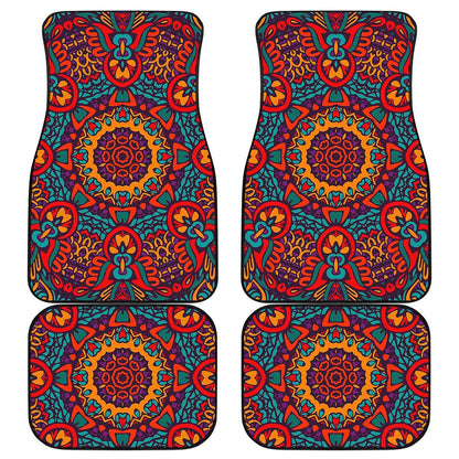 Bohemian Native Mandala Pattern Print Front and Back Car Floor Mats