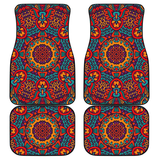 Bohemian Native Mandala Pattern Print Front and Back Car Floor Mats