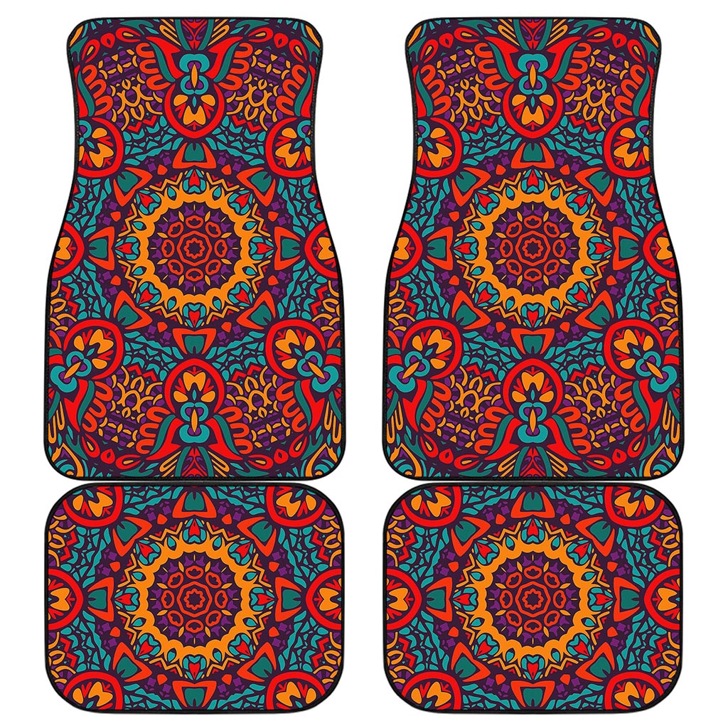 Bohemian Native Mandala Pattern Print Front and Back Car Floor Mats