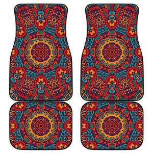 Bohemian Native Mandala Pattern Print Front and Back Car Floor Mats