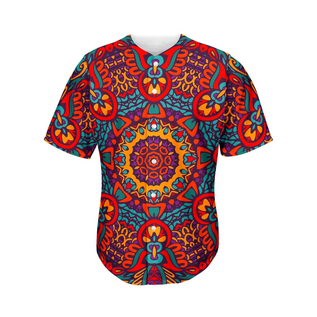 Bohemian Native Mandala Pattern Print Men's Baseball Jersey