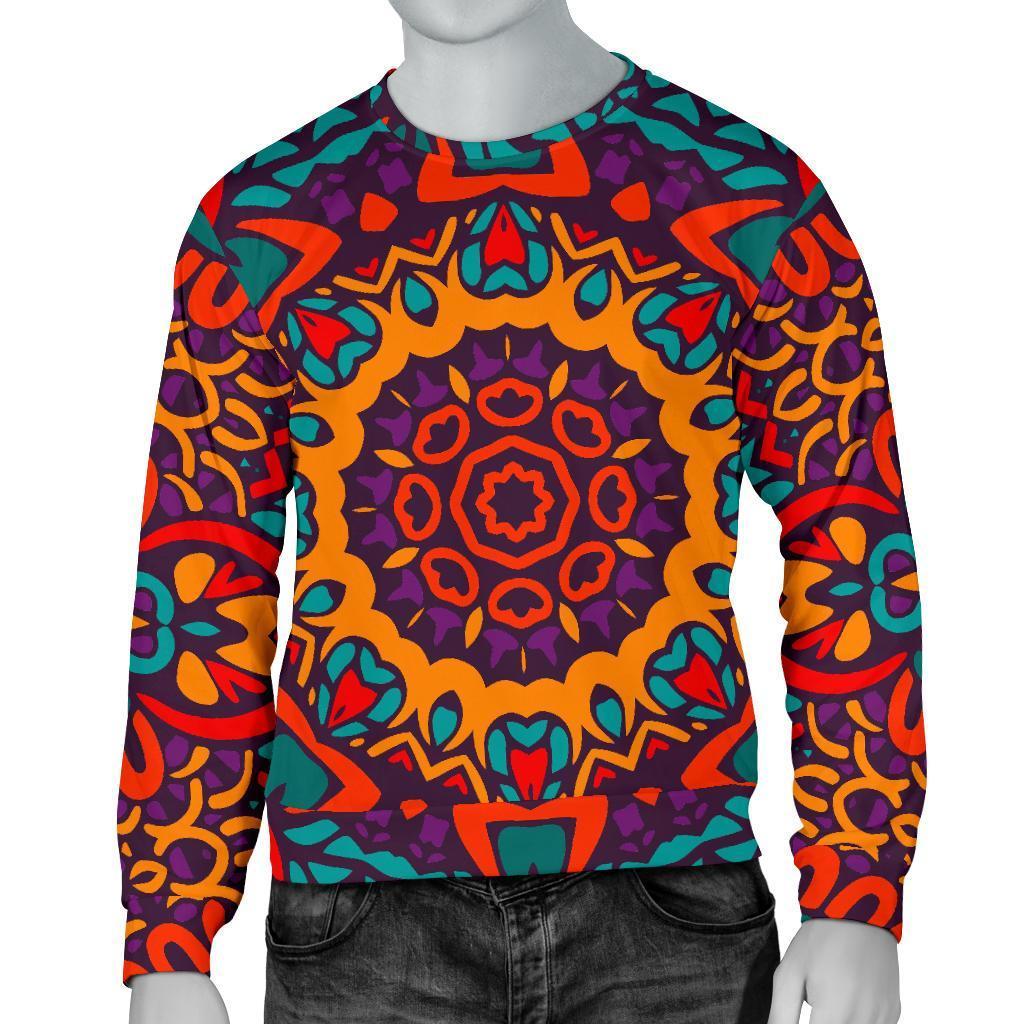 Bohemian Native Mandala Pattern Print Men's Crewneck Sweatshirt GearFrost