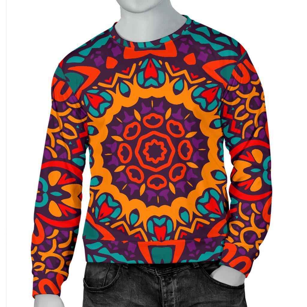 Bohemian Native Mandala Pattern Print Men's Crewneck Sweatshirt GearFrost