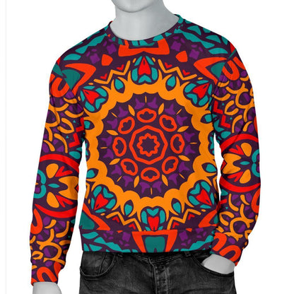 Bohemian Native Mandala Pattern Print Men's Crewneck Sweatshirt GearFrost
