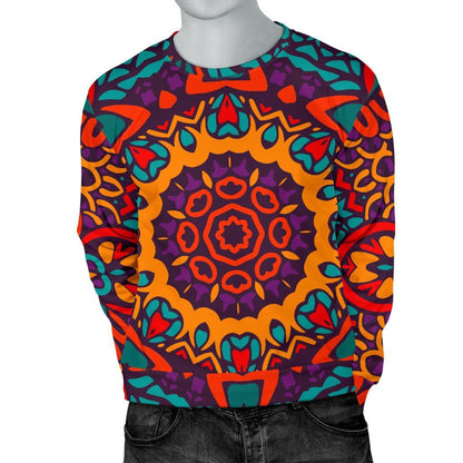 Bohemian Native Mandala Pattern Print Men's Crewneck Sweatshirt GearFrost