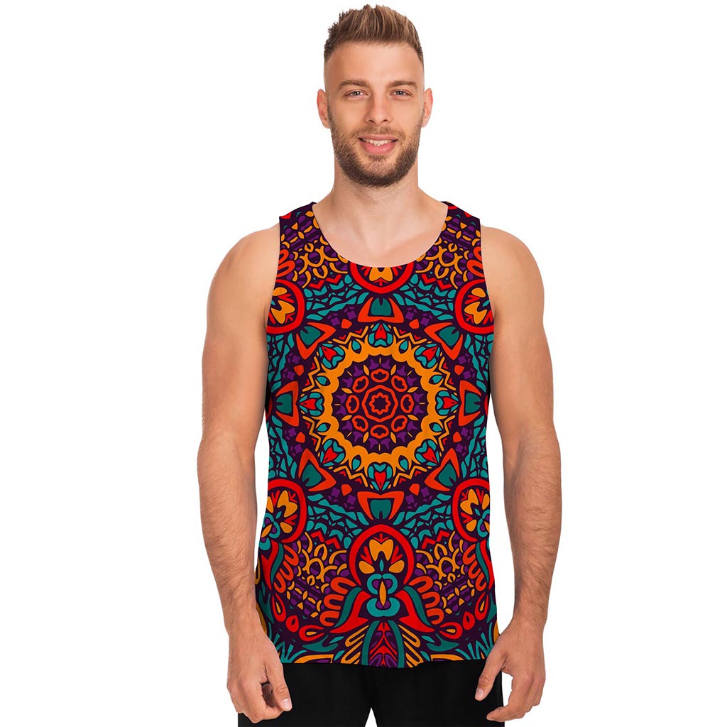 Bohemian Native Mandala Pattern Print Men's Tank Top