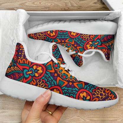 Bohemian Native Mandala Pattern Print Mesh Knit Shoes GearFrost