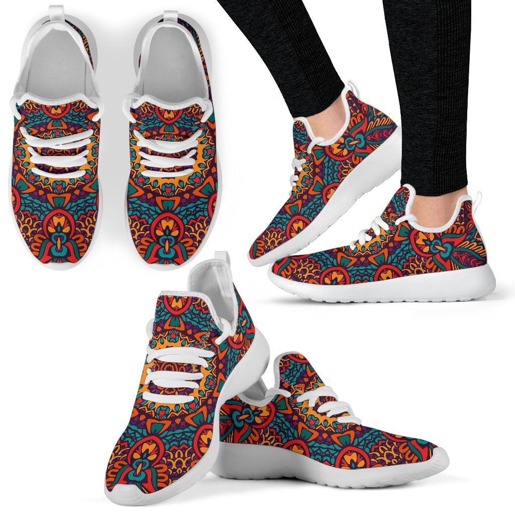 Bohemian Native Mandala Pattern Print Mesh Knit Shoes GearFrost