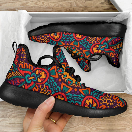 Bohemian Native Mandala Pattern Print Mesh Knit Shoes GearFrost