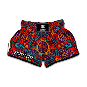 Bohemian Native Mandala Pattern Print Muay Thai Boxing Shorts