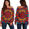 Bohemian Native Mandala Pattern Print Off Shoulder Sweatshirt GearFrost