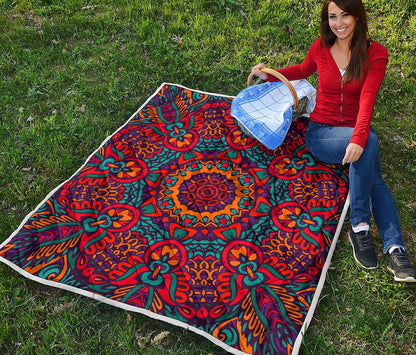 Bohemian Native Mandala Pattern Print Quilt