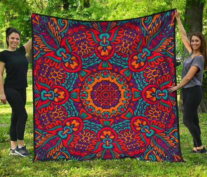 Bohemian Native Mandala Pattern Print Quilt