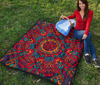 Bohemian Native Mandala Pattern Print Quilt