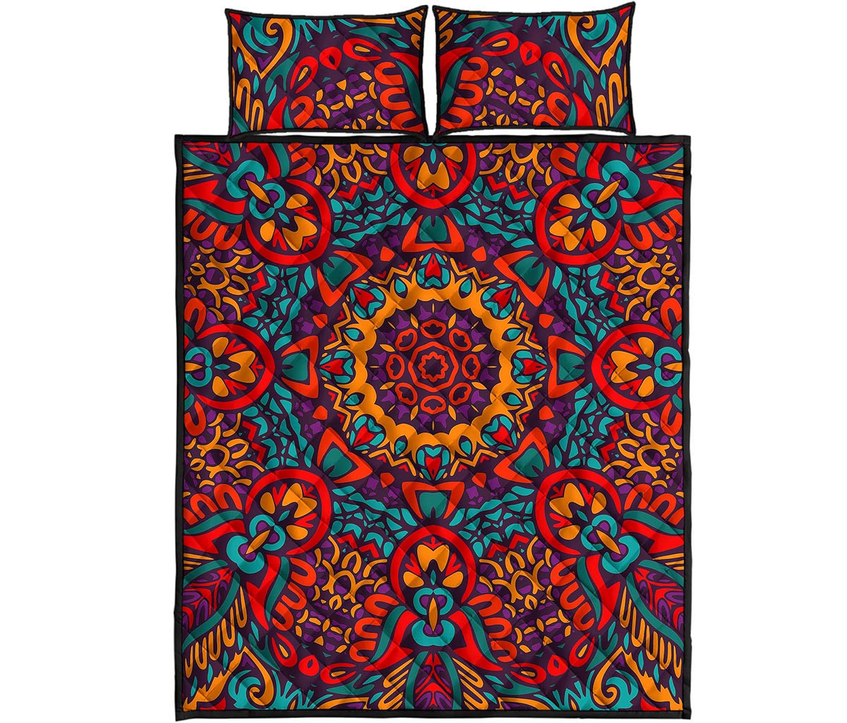Bohemian Native Mandala Pattern Print Quilt Bed Set