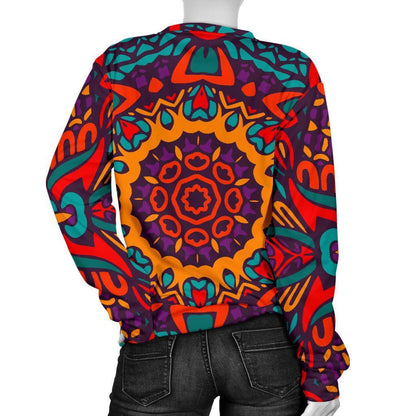 Bohemian Native Mandala Pattern Print Women's Crewneck Sweatshirt GearFrost