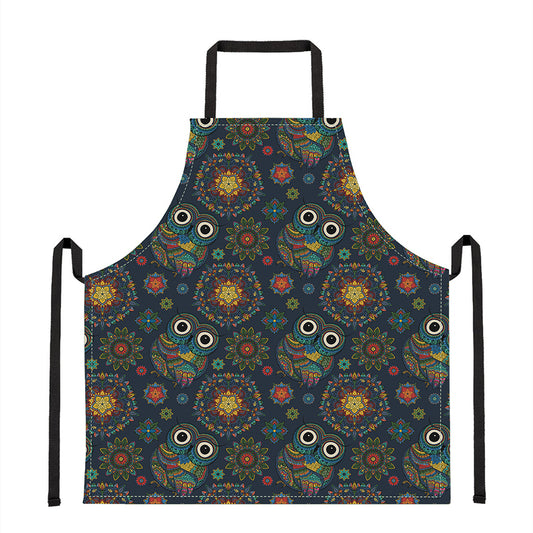 Bohemian Owl Pattern Print Apron