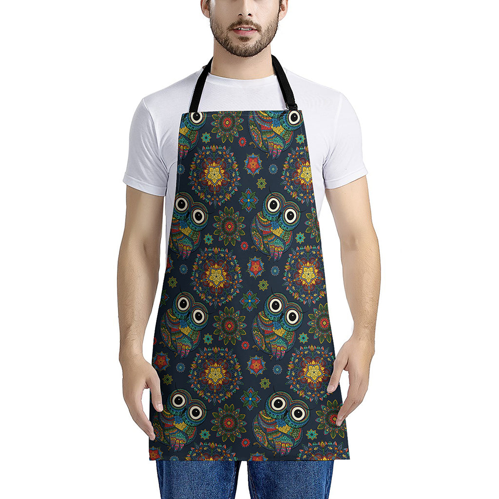 Bohemian Owl Pattern Print Apron