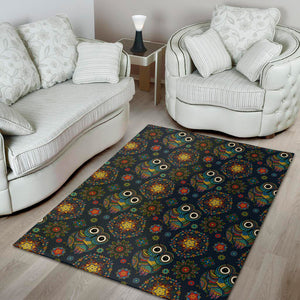 Bohemian Owl Pattern Print Area Rug