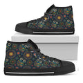 Bohemian Owl Pattern Print Black High Top Sneakers