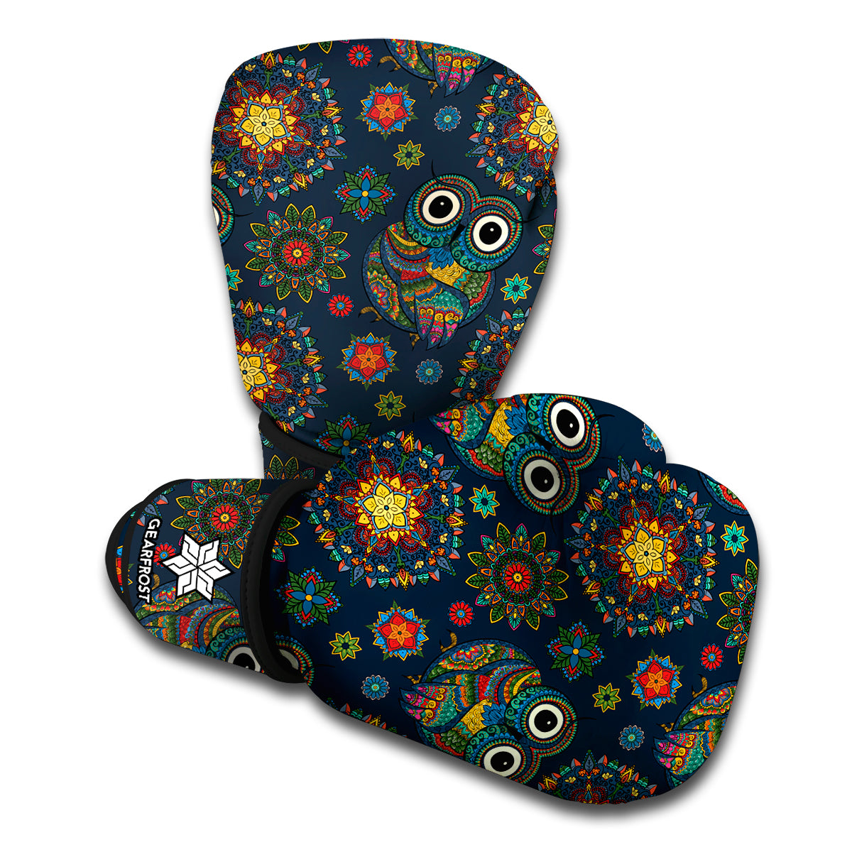 Bohemian Owl Pattern Print Boxing Gloves