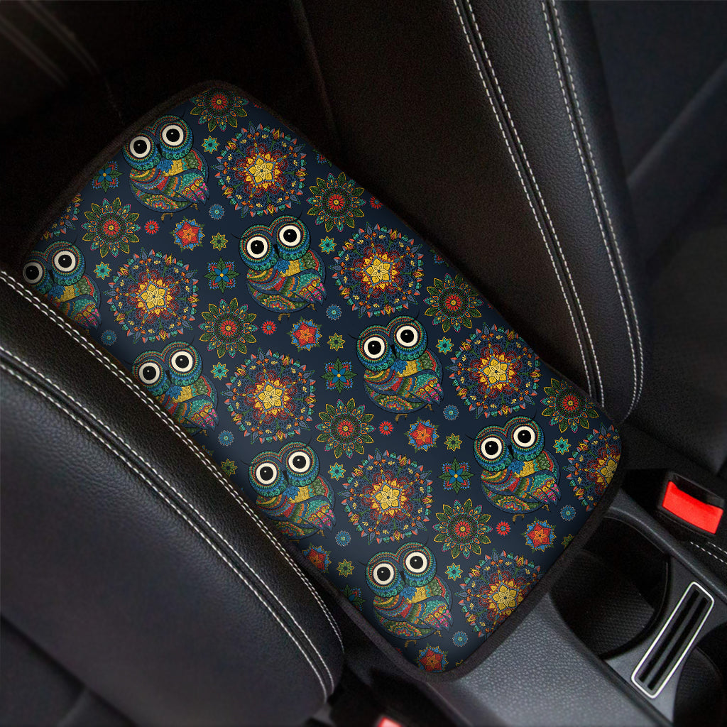 Bohemian Owl Pattern Print Car Center Console Cover