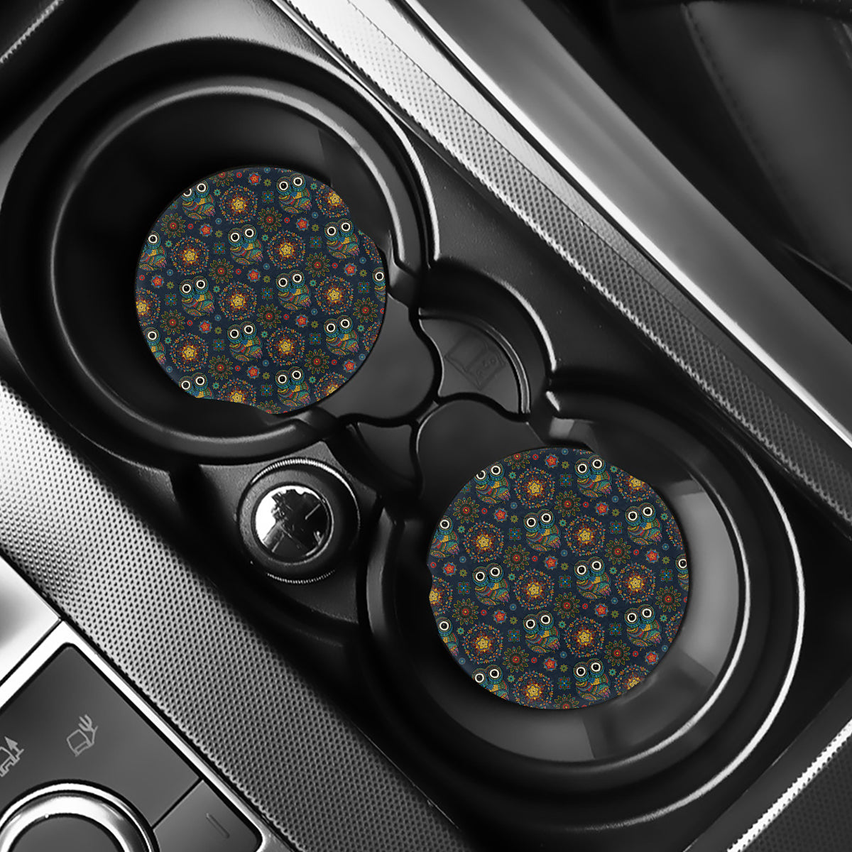 Bohemian Owl Pattern Print Car Coasters