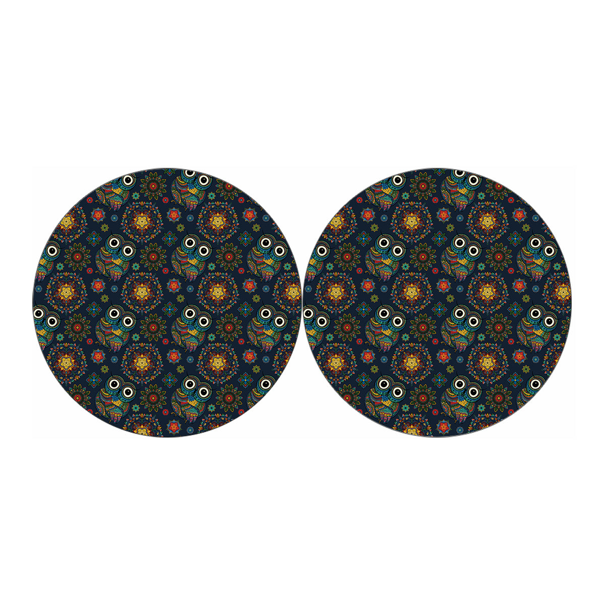 Bohemian Owl Pattern Print Car Coasters