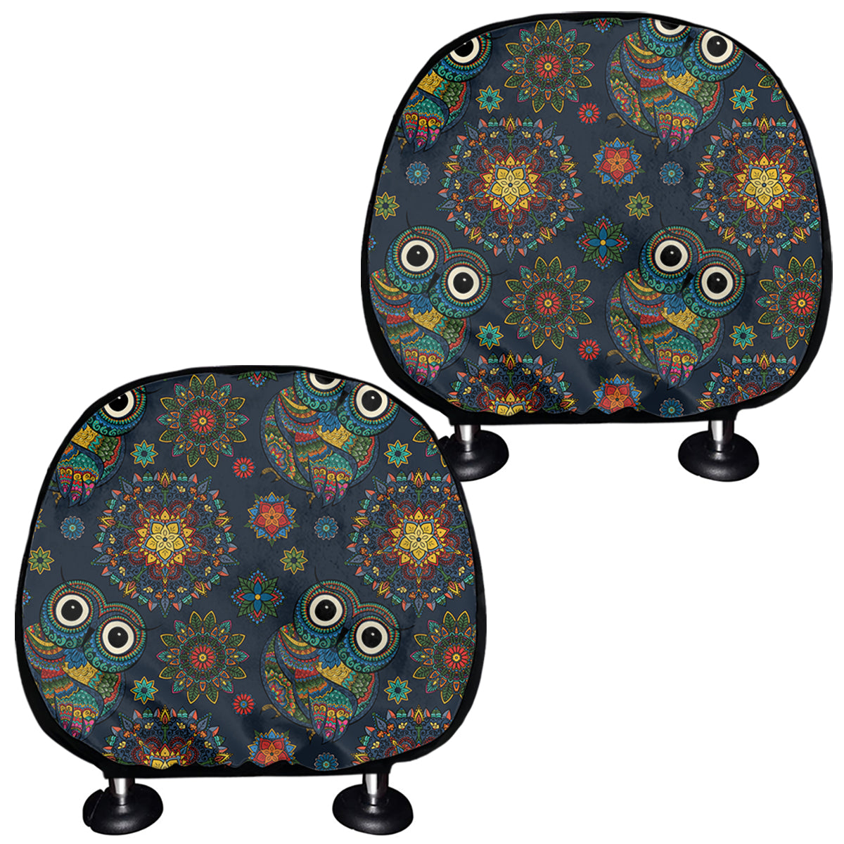 Bohemian Owl Pattern Print Car Headrest Covers