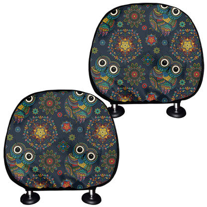 Bohemian Owl Pattern Print Car Headrest Covers