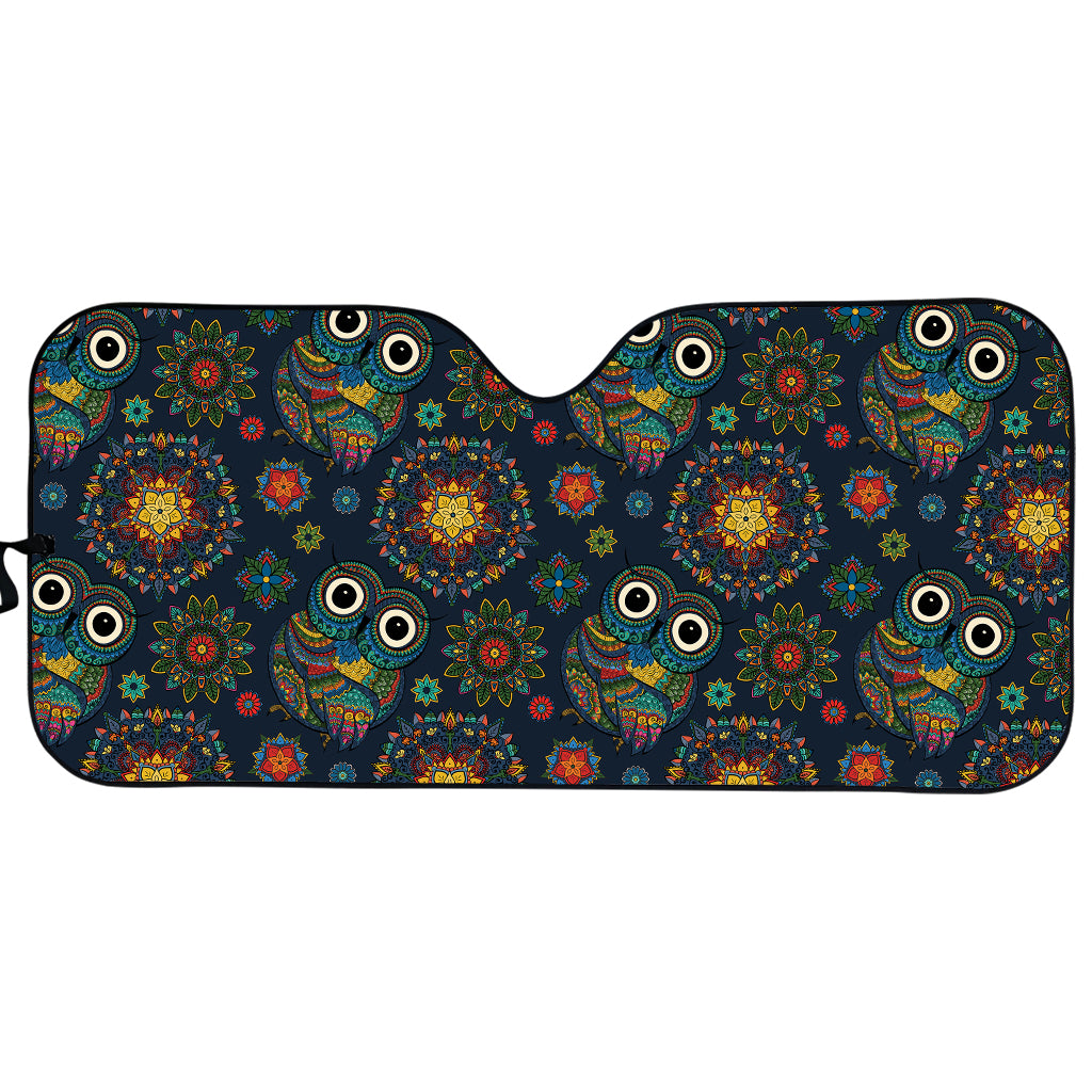 Bohemian Owl Pattern Print Car Sun Shade