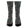 Bohemian Owl Pattern Print Crew Socks