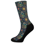 Bohemian Owl Pattern Print Crew Socks