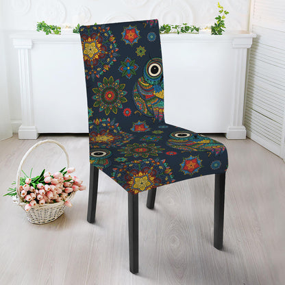 Bohemian Owl Pattern Print Dining Chair Slipcover