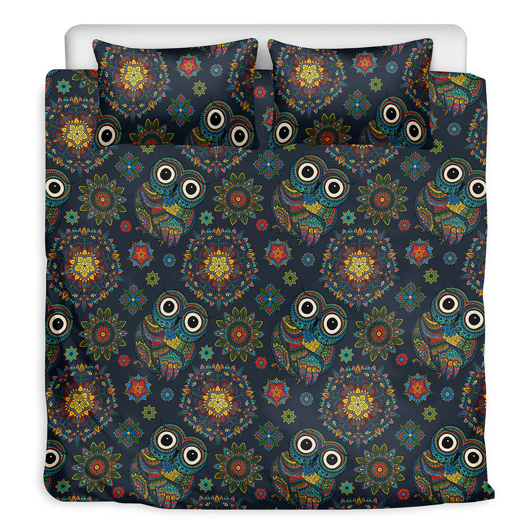 Bohemian Owl Pattern Print Duvet Cover Bedding Set