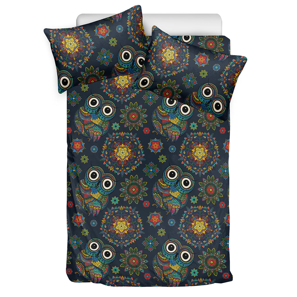 Bohemian Owl Pattern Print Duvet Cover Bedding Set