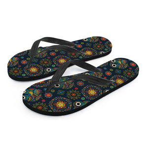 Bohemian Owl Pattern Print Flip Flops