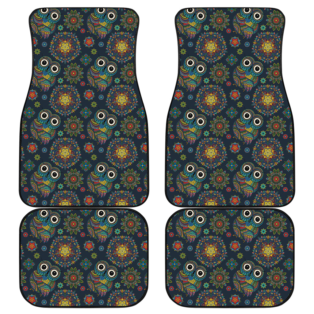 Bohemian Owl Pattern Print Front and Back Car Floor Mats