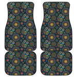 Bohemian Owl Pattern Print Front and Back Car Floor Mats