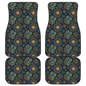 Bohemian Owl Pattern Print Front and Back Car Floor Mats