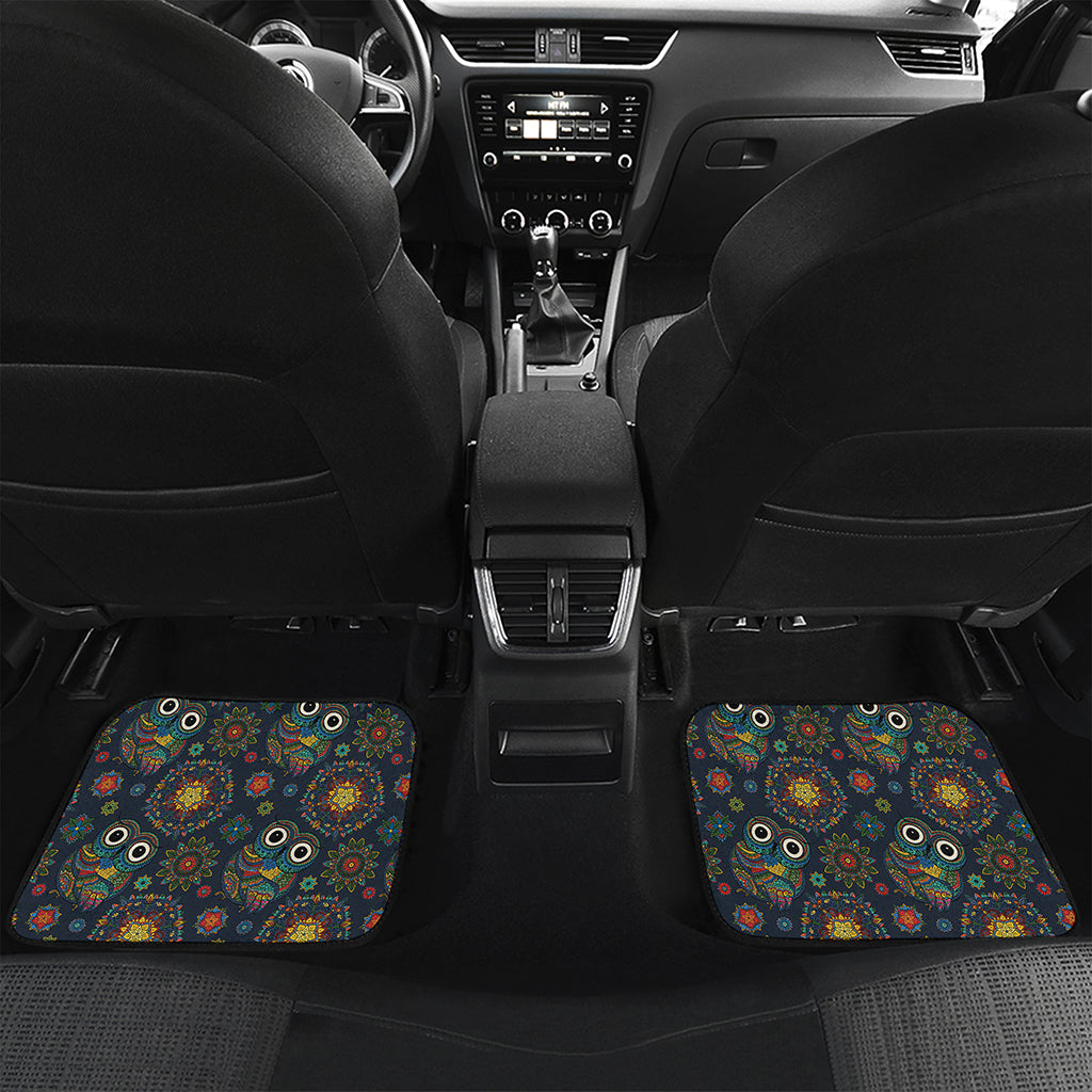 Bohemian Owl Pattern Print Front and Back Car Floor Mats