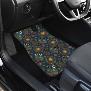 Bohemian Owl Pattern Print Front and Back Car Floor Mats