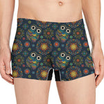 Bohemian Owl Pattern Print Men's Boxer Briefs