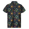 Bohemian Owl Pattern Print Men's Short Sleeve Shirt