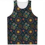 Bohemian Owl Pattern Print Men's Tank Top