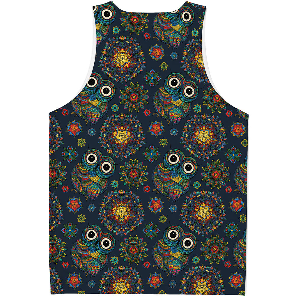 Bohemian Owl Pattern Print Men's Tank Top