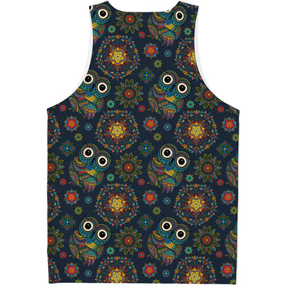 Bohemian Owl Pattern Print Men's Tank Top