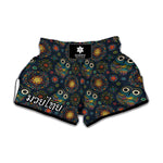 Bohemian Owl Pattern Print Muay Thai Boxing Shorts