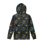 Bohemian Owl Pattern Print Pullover Hoodie
